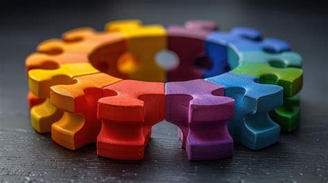 colorful puzzle pieces forming  circle premium ai generated image