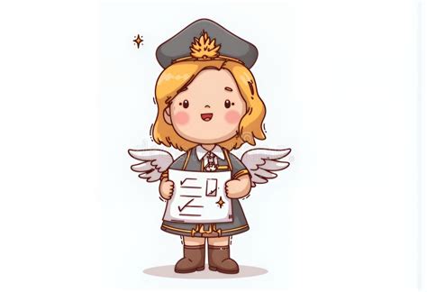 Cheerful Blonde Chibi Character In Korean Cartoon Style Holding Document A Digitally Rendered