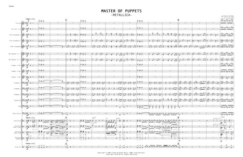 Master Of Puppets Arr Craig G Potter Sheet Music Metallica