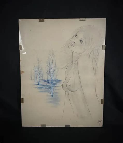 ANTIQUE TH DRAWING Naked Woman Subject Signed Aurel PicClick UK