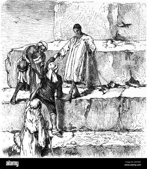 Egyptians Give European A Helping Hand When Climbing A Pyramid Historical Illustration 1880