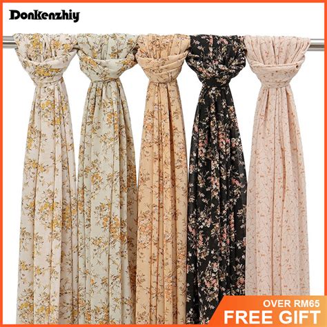 Ironless Chiffon Wide Shawl Muslim Fashion Printed Shawl Tudung Womens