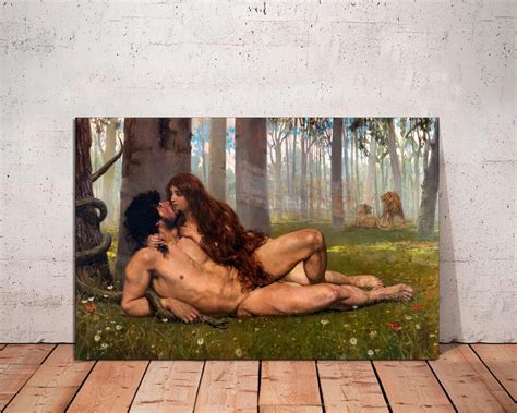 Erotic Adam And Eve Salvador Viniegra High Quality Print Spanish Antique Art Nude Couple
