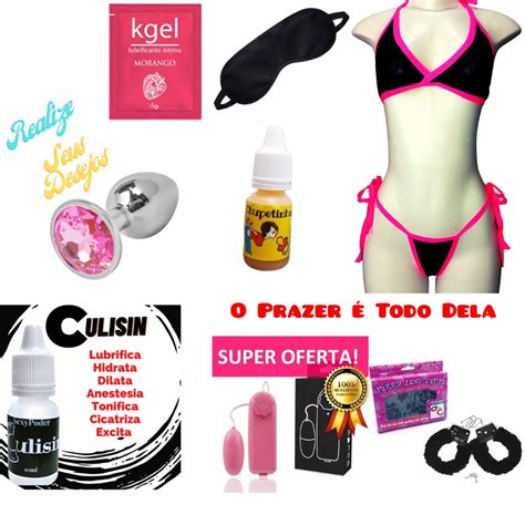 Kit Sex Shop Prazer Para Elas Itens Lingerie Plug Anal E Vibrador Shopee Brasil