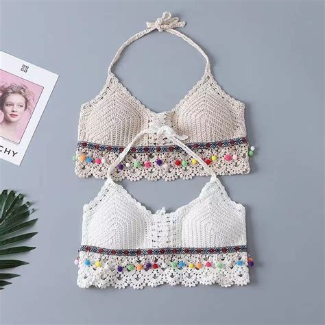 Crochet Halter Top Bikini Swimsuit Bra Outer Wear Beach Top Sexy Outfit For Women Shopee