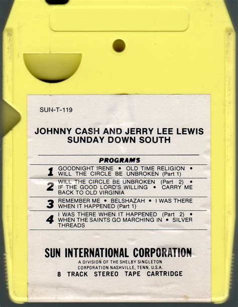 Johnny Cash Jerry Lee Lewis Sunday Down South Sun 8 Track Tape