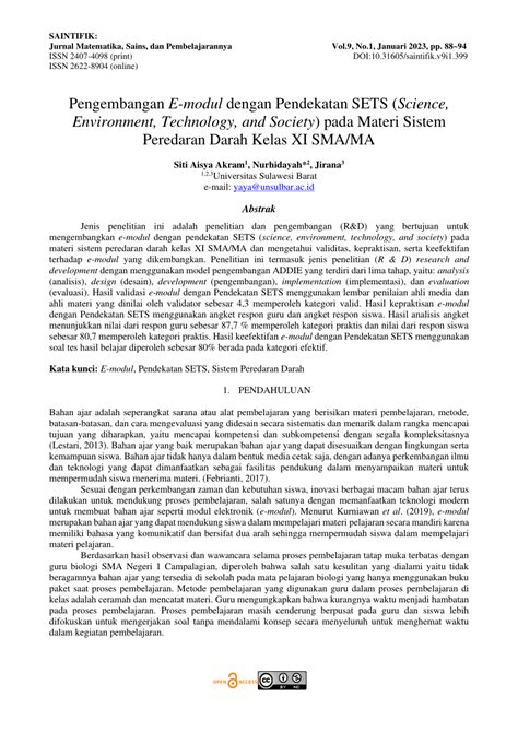 PDF Pengembangan E Modul Dengan Pendekatan SETS Science Environment