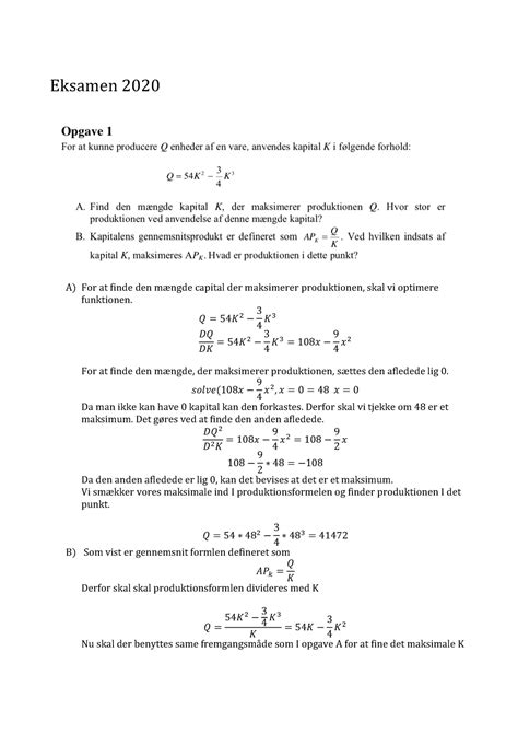 Eksamen Matematik Sdu Januar Opgave Eksamen A For At Finde Den