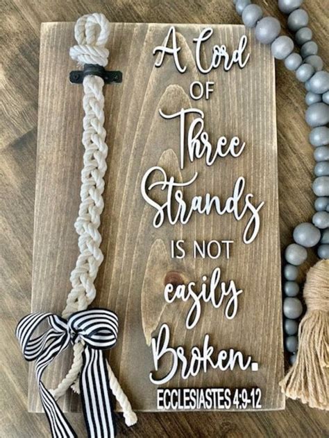 A Cord Of Three Strands Wedding Sign Ecclesiastes 49 12 Wedding
