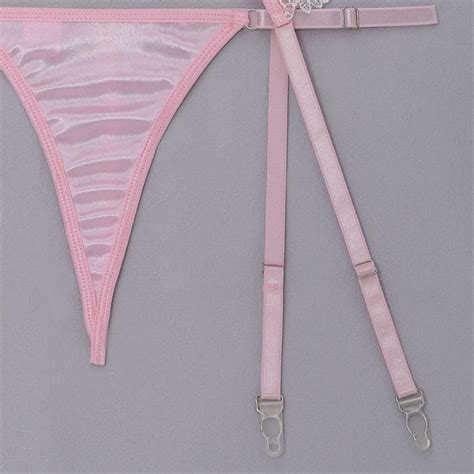 Custom Matching Two Piece Lingerie Suit Suspenders Sexy Womens