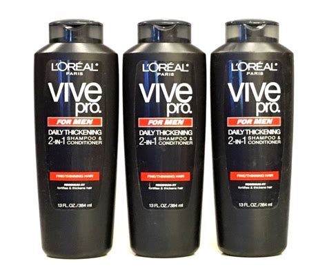 Lot 3 Loreal Vive Pro For Men Daily Thickening 2 In 1 Shampoo