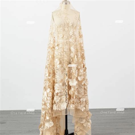 Elegant Nude 3D Flower Embroidery Lace Fabric OneYard