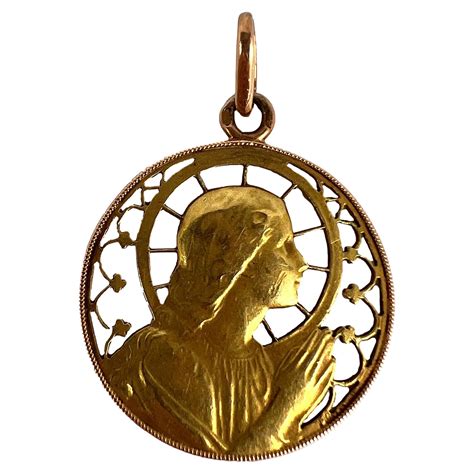 French Virgin Mary 18k Yellow Gold Charm Pendant For Sale At 1stdibs