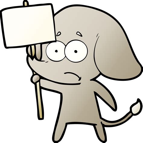 cartoon unsure elephant with protest sign 45132394 PNG