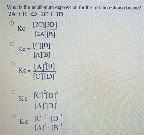 Solved What is the equilibrium expression for the reaction | Chegg.com