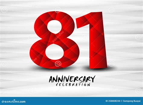 81 Year Anniversary Celebration Logo Red Polygon Vector 81 Number