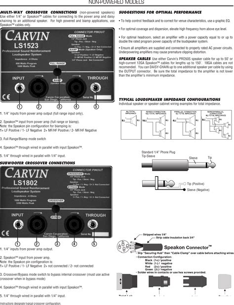 Carvin Ls1802 Owners Manual 76 15230A LSCLUB SPKRS