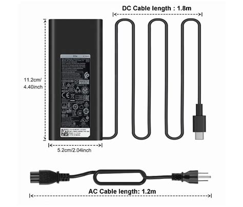 Cargador Fuente Para Laptop Dell Watt Type C Meter Power Cord