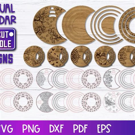 Perpetual Calendar Laser Cut Svg Bundle Calendar Svg Design Etsy