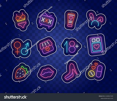 Sex Shop Neon Stickers Collection Social Stock Vector Royalty Free Shutterstock
