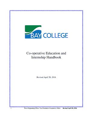 Fillable Online Co Operative Education And Internship Handbook Bay