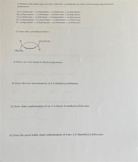 Solved Which Of The Following Correctly Ranks The Chegg