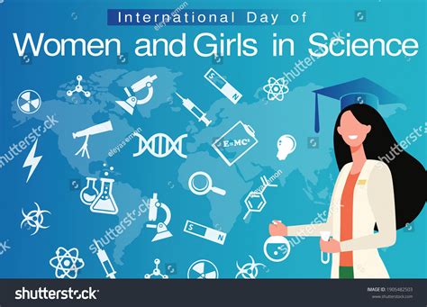 International Day Women Girls Science Designcreative Vetor Stock