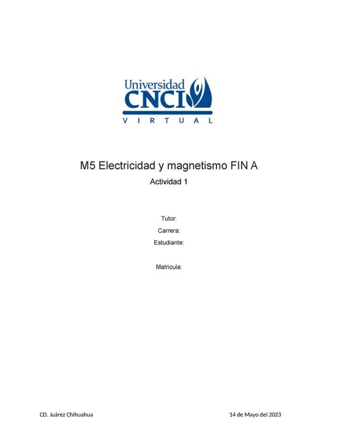 Actividad Electricidad Y Magnetismo M Electricidad Y Magnetismo