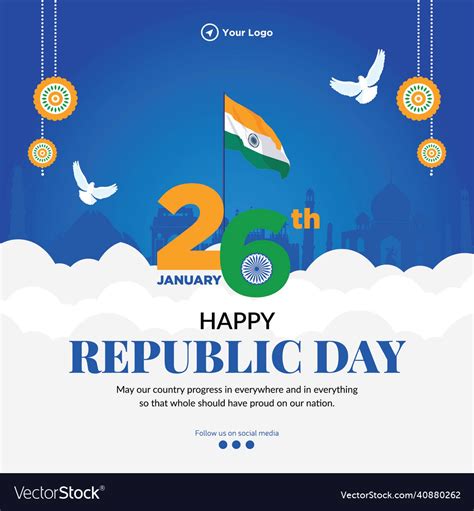 Banner design of happy republic day Royalty Free Vector