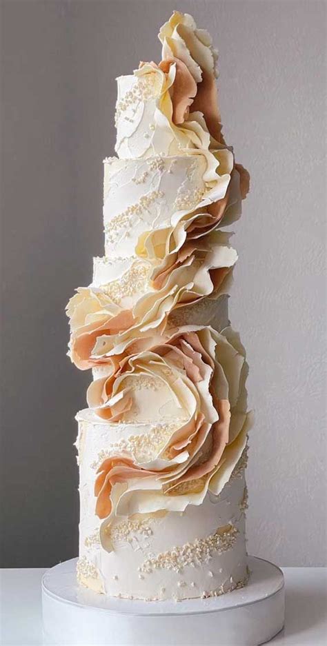 Pretty New Wedding Cake Trends Nude Tone Wedding Cake With Ruffle Detailing En