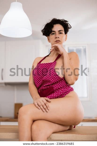 Sexy Nude Latina Apron Sits On Stock Photo Shutterstock