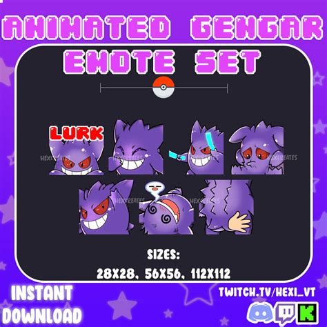 X7 Animated Gengar Emote Set For Twitchdiscord And Kick Streaming