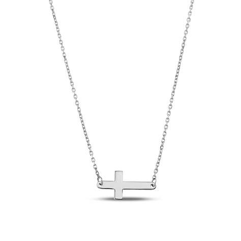 Sideway Cross Necklace In 14 Solid Gold For Women Horizontal Cross Necklace Real Gold Religious