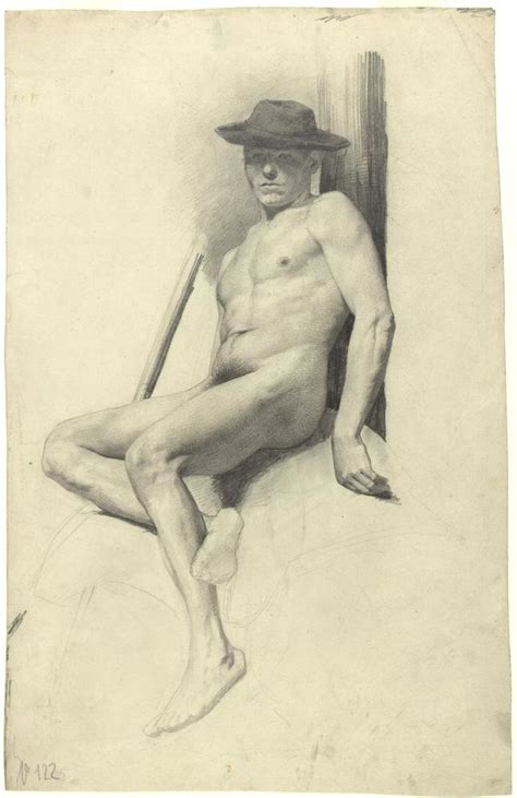 Seated Male Nude Hat Gustav Free Photo Illustration Rawpixel