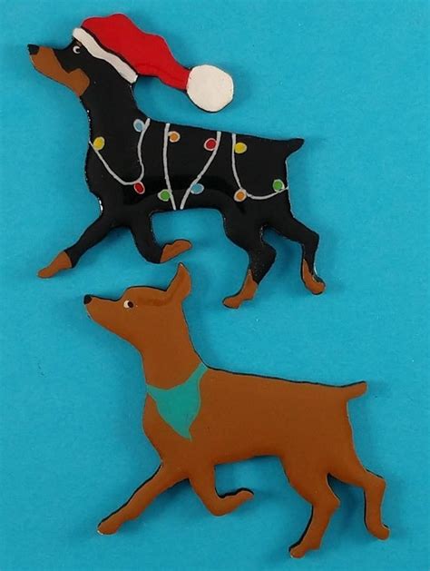 Miniature Pinscher Christmas Pin Magnet Or Ornament Color Etsy