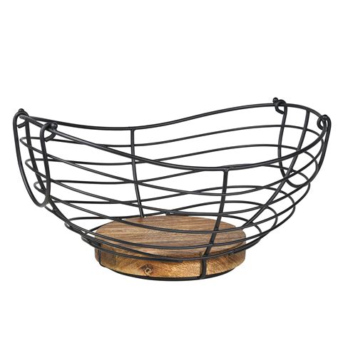 Modern Farmhouse Fruit Basket for Kitchen Counter, Vintage Wire and