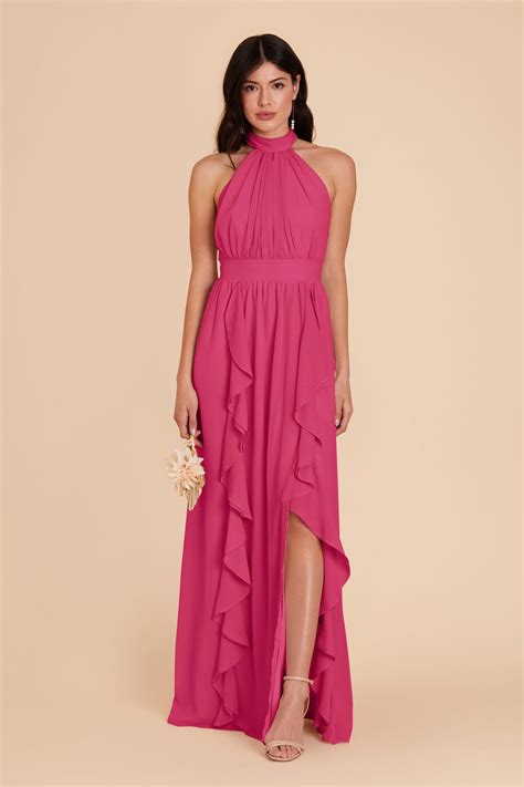 Joyce Fuchsia Chiffon Bridesmaid Dress Birdy Grey