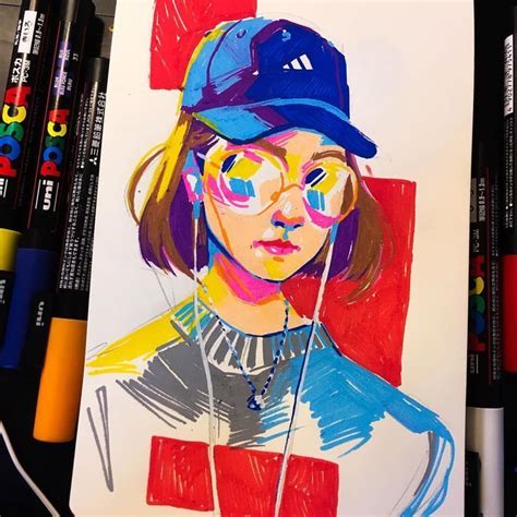 Speedy Self Portrait In Posca Pens I Had Way Too Much Fun O Posca