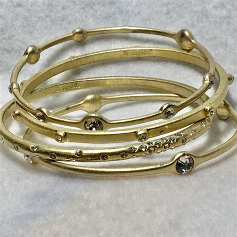 Lia Sophia Set Of 4 Gold Tone With Crystal Bracelet Etsy