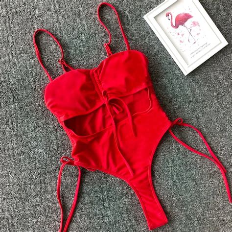 Hot Sale Neongrün Einteiliger Badeanzug Damen Transparenter Einfarbiger Riemen Bikini Buy