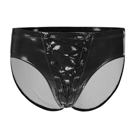 YONGHS String Cuir Homme Sexy Erotique Jockstrap Lacet Sous vêtement Gay Underwear M XXL Noir
