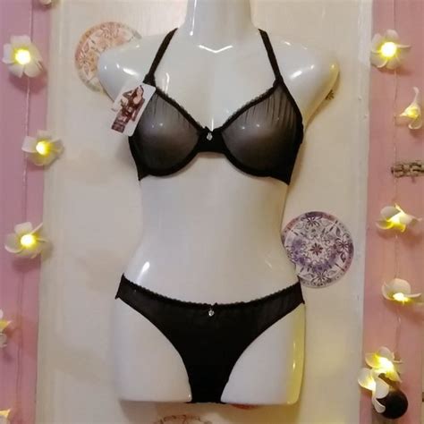 Varsbaby Intimates Sleepwear Varsbaby L Rhinestone Accent Sheer Black Lingerie Set Poshmark