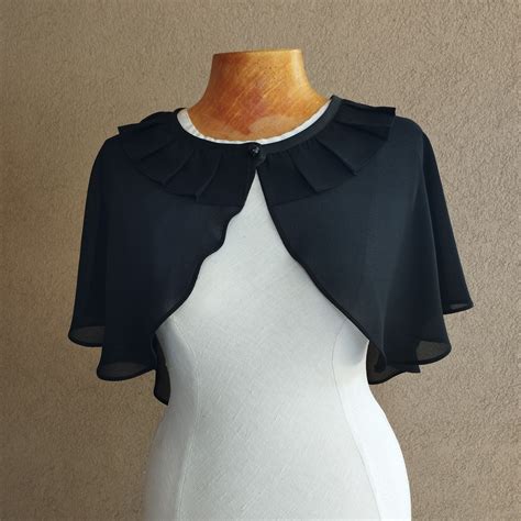 Black Cape Elegant Black Capelet Black Wedding Cape Light Evening