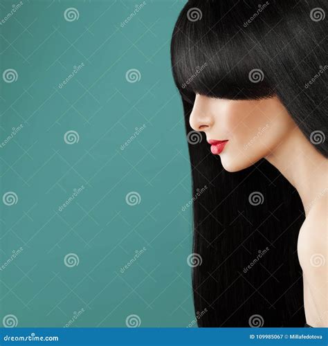 Brunette Woman With Long Healthy Hair Stock Image Image Of Makeup Girl