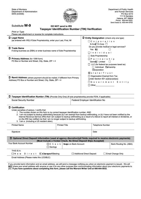 Fillable Taxpayer Identification Number Tin Verification Printable