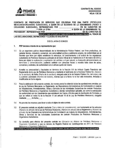 Documento Modelo De Contrato Final Pdf Pemex