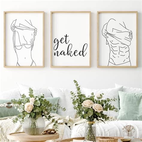 Get Naked Sign Print Set Get Naked Wall Art Poster Bathroom Etsy