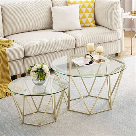 Gold Glass Nesting Coffee Table Atelier Yuwaciaojp