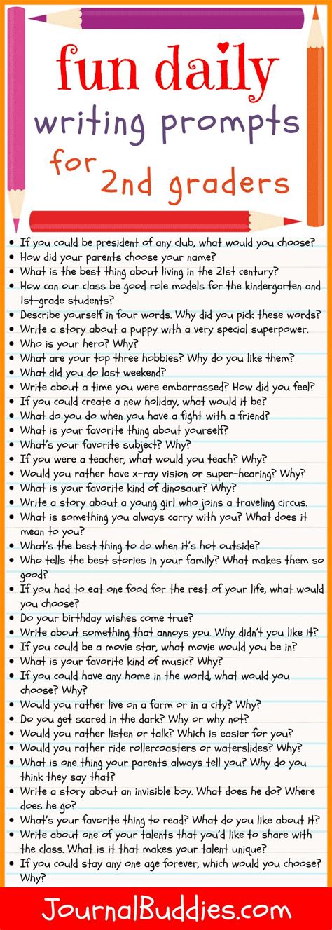 Journal Writing Topics For 3rd Grade