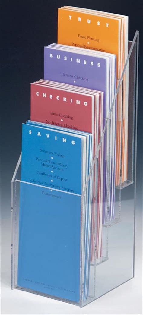 4 Pocket Brochure Racks Tiered Acrylic Literature Holders